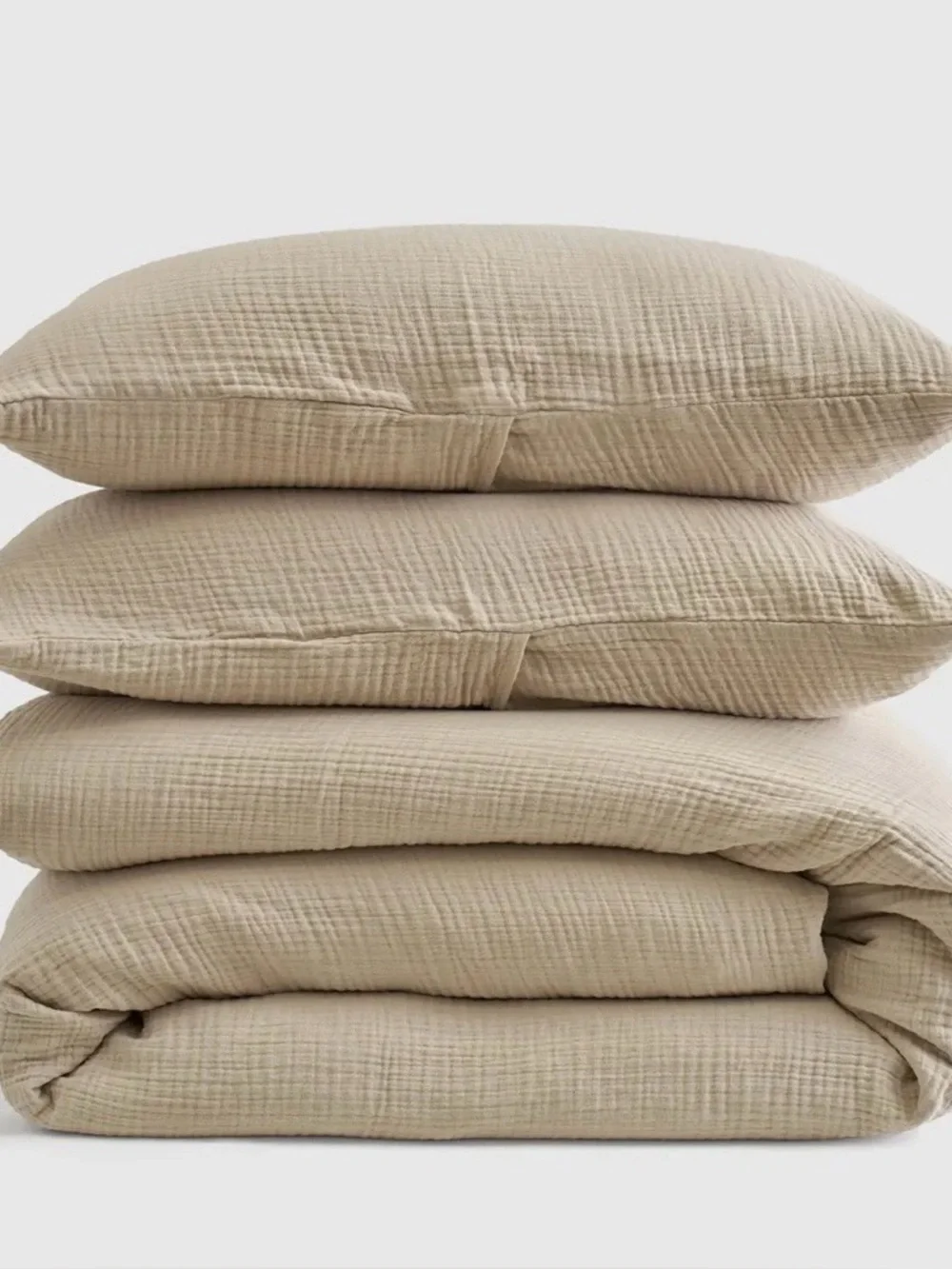 NWOT Quince Organic Cotton Gauze 3 Pc Duvet Cover Set, King/Cal King (Dune)